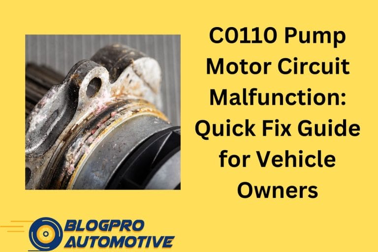 C0110 Pump Motor Circuit Malfunction Quick Fix Guide for Vehicle Owners